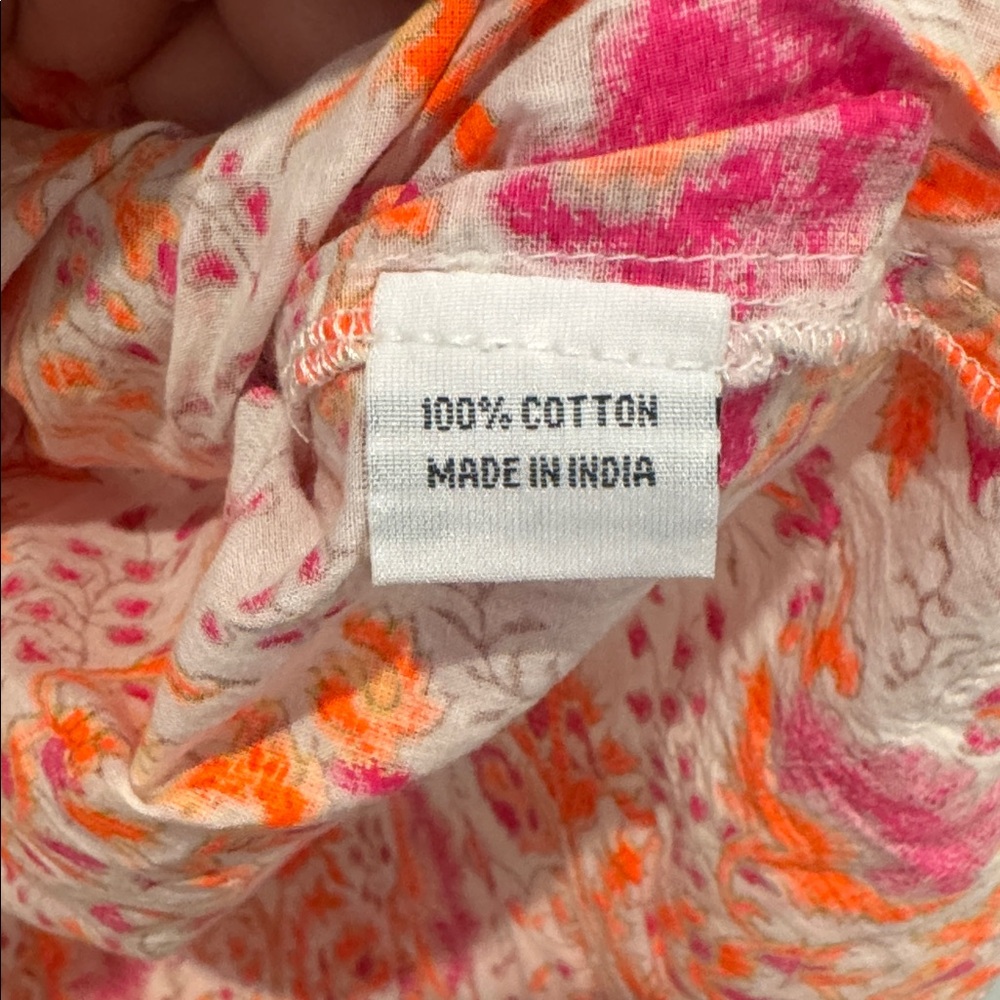 SZ Blockprints 100% Cotton Tunic Dress Tassels Pink Orange Women coverup resort - Picture 5 of 7